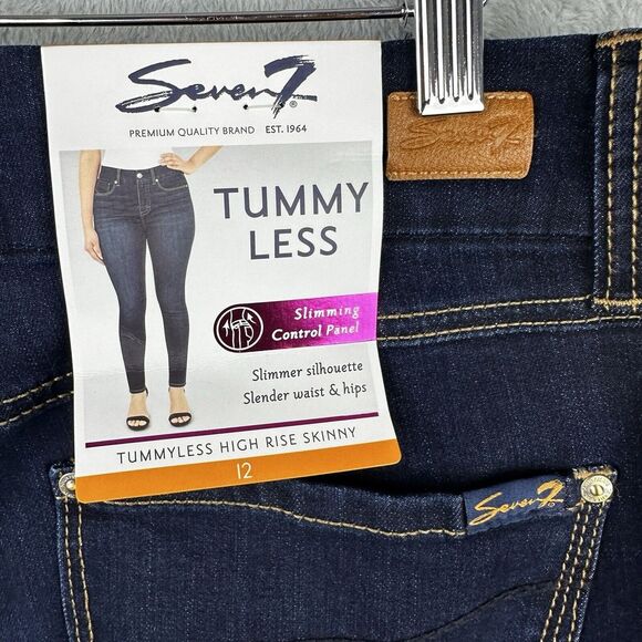 seven 7 tummyless highrise skinny jeans 12 Blue Stretch Denim - Picture 11 of 14